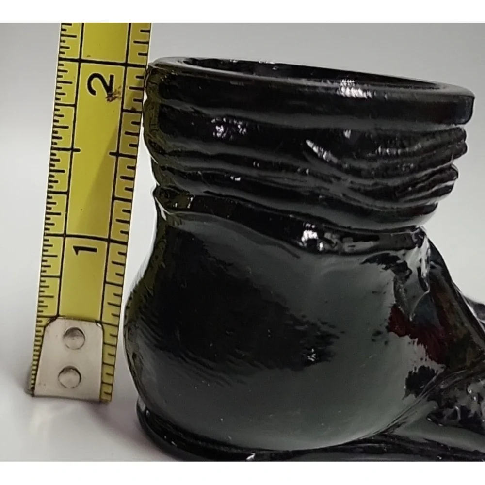 Vintage‎ Boyds Black Glass Hobo Shoe Boot Toothpick Holder